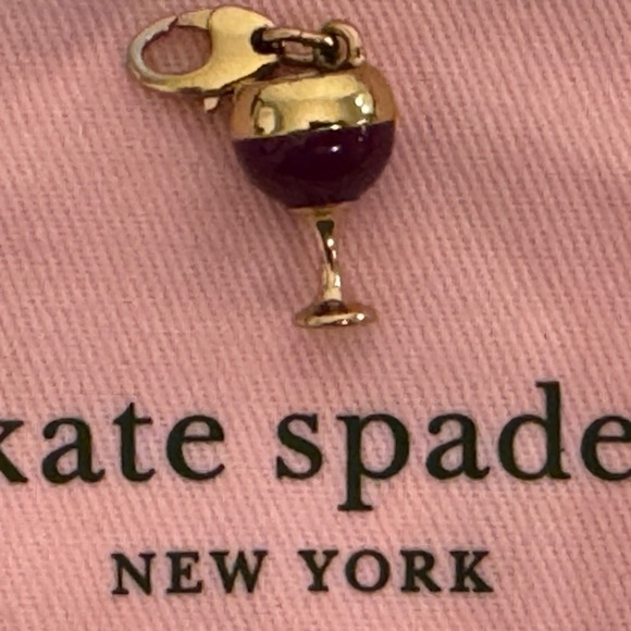 KATE SPADE WINE GOBLET CHARM LARABEE GLASS CHEERS HOW CHARMING NO BRACELET - Picture 3 of 7